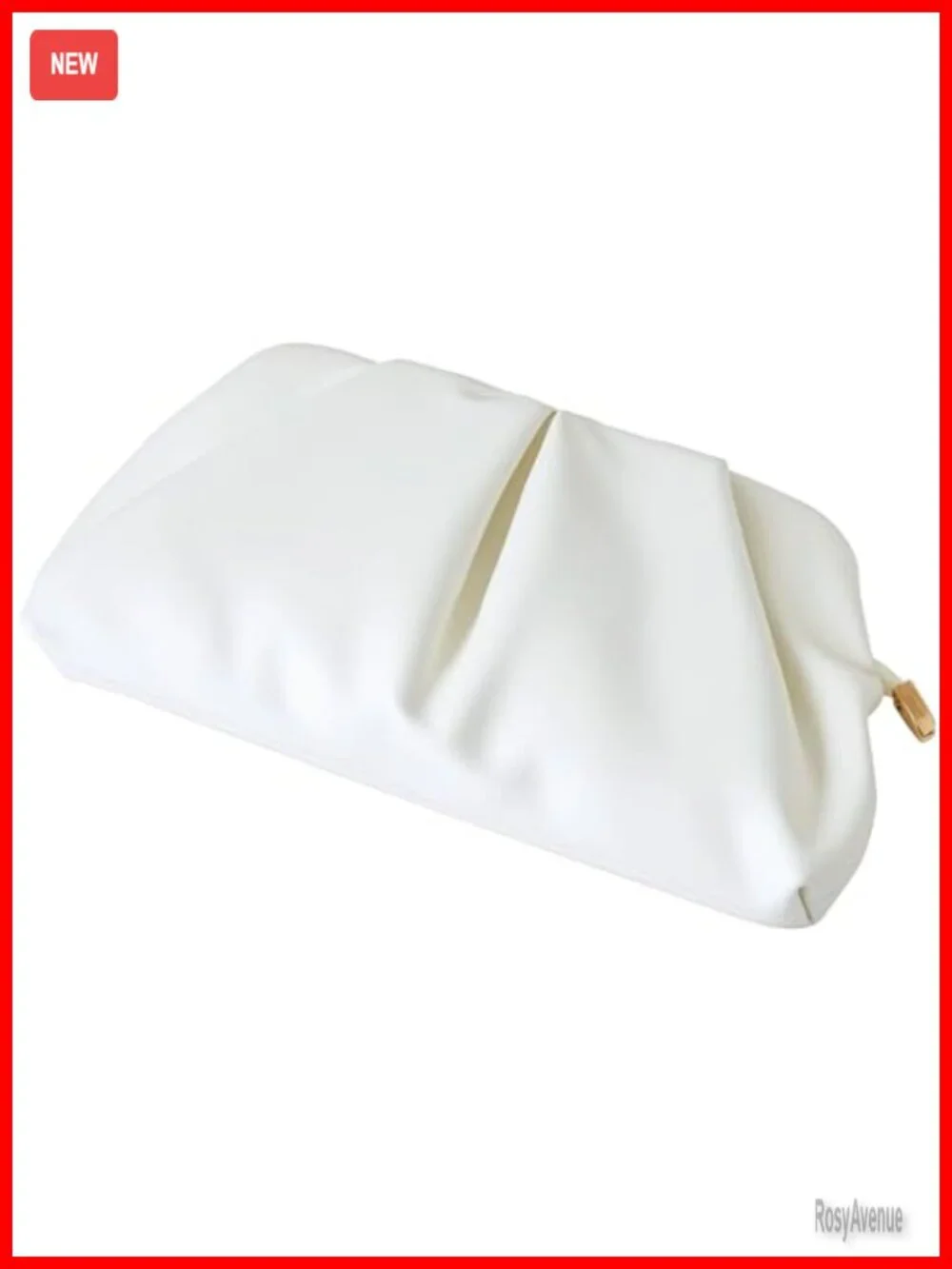 Ruched PU Leather Clutch Purse with Detachable Chain Crossbody Bag